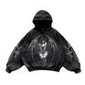 Noctra Forsaken Angel black gothic oversized hoodie with angel graphic