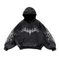 Noctra Black Ritual black oversized hoodie with gothic front graphic